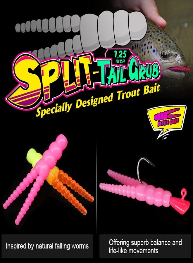 LURELINK 165-Piece Trout Lure Kit for Creek & River Fishing Gear with Split Tail Grub Worms, Shad Dart Jig Heads, Floats & Sinkers - Ideal for Seasonal Trout Crappie & Panfish - Image 2