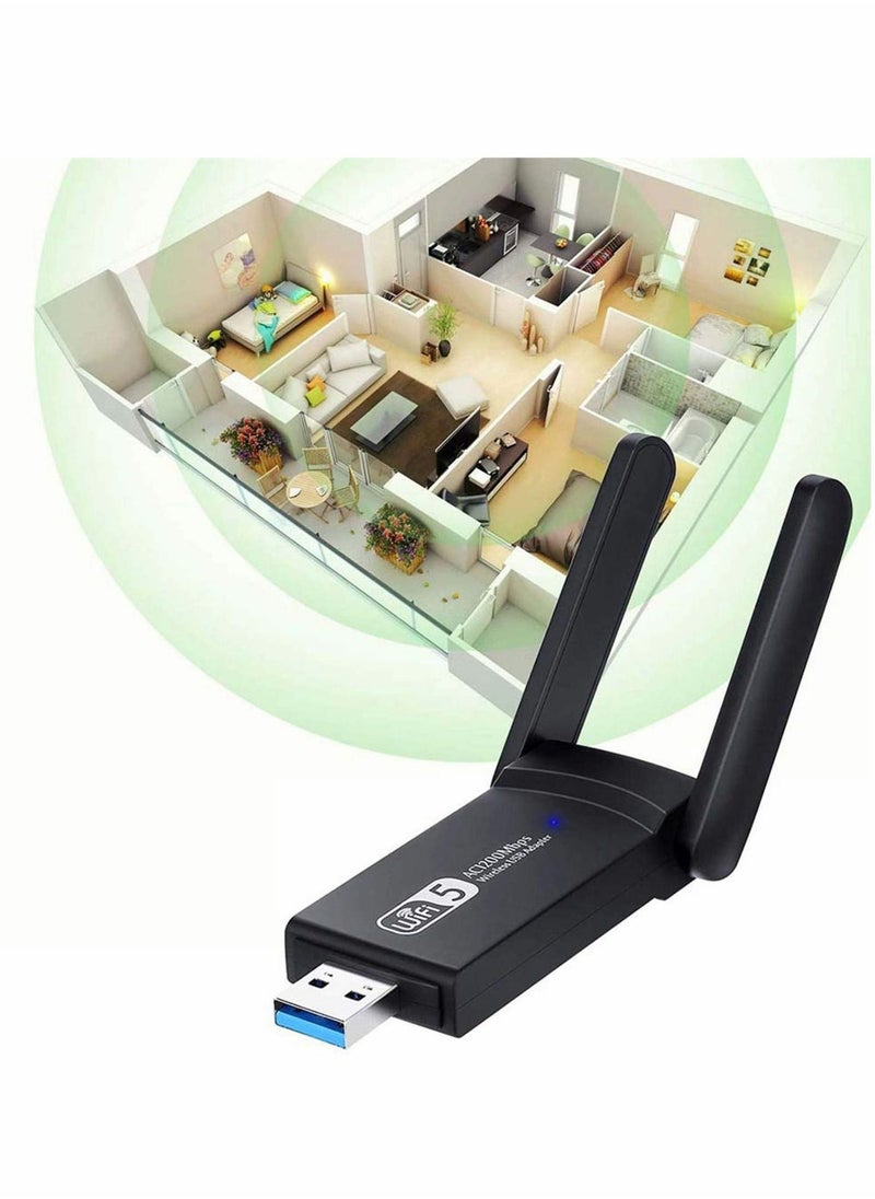 Wireless USB WiFi Adapter for PC, 1200Mbps Dual Band WiFi Dongle 2.4G/5G with USB 3.0, Wireless Network Adapter for Windows 11/10/8/7 and Mac OS X