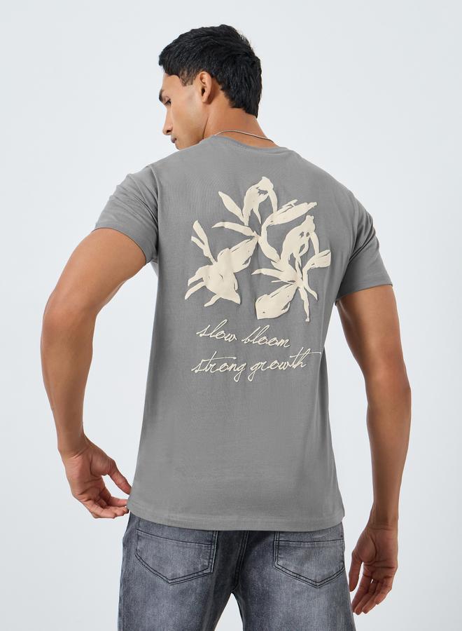 Styli Men Grey Graphic Print Crew Neck T-Shirt - Image 3