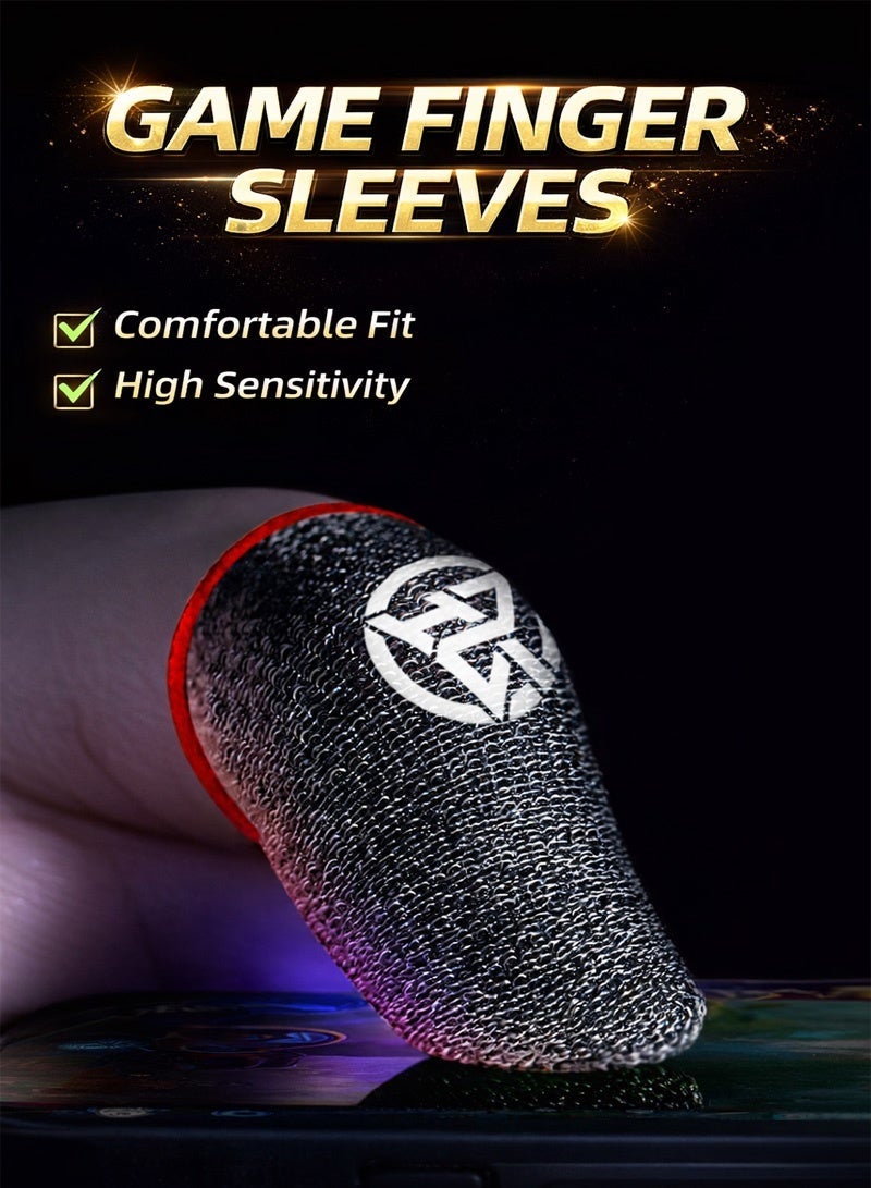 4-Pack Mobile Gaming Finger Sleeves - High Sensitivity Touchscreen Gaming Gloves, Fluorescent Green at Night, Sweat-Proof Breathable Seamless Thumb Gloves for PUBG, Free Fire, Call of Duty, and Smartphone Esports - Image 2