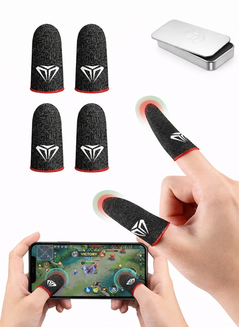 4-Pack Mobile Gaming Finger Sleeves - High Sensitivity Touchscreen Gaming Gloves, Fluorescent Green at Night, Sweat-Proof Breathable Seamless Thumb Gloves for PUBG, Free Fire, Call of Duty, and Smartphone Esports - Image 1