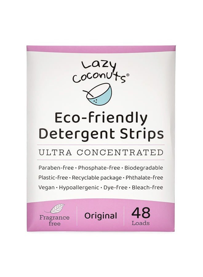 LAZY COCONUTS Eco Friendly, Plant Powered Laundry Detergent Strips - Fragrance Free, Unscented, Ultra Concentrated, Earth Friendly No Plastic - Lightweight and Perfect For Home, Dorms, Travel, Camping - Image 1