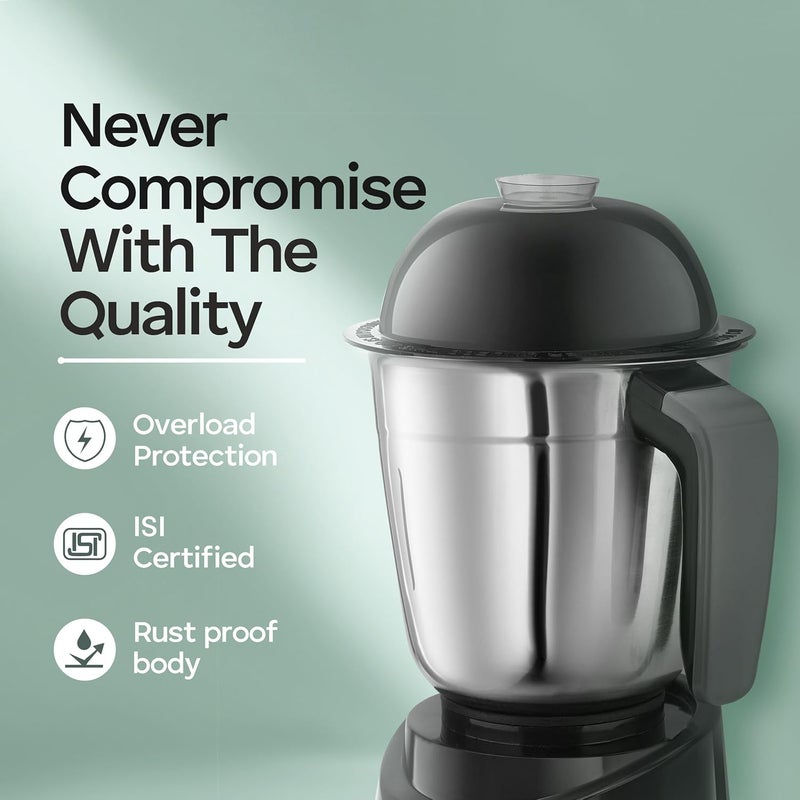 Longway Orion 900 Mixer Grinder with 4 Unbreakable Jars (Powerful Motor) with 1 Year warranty - Black & Silver - Image 5