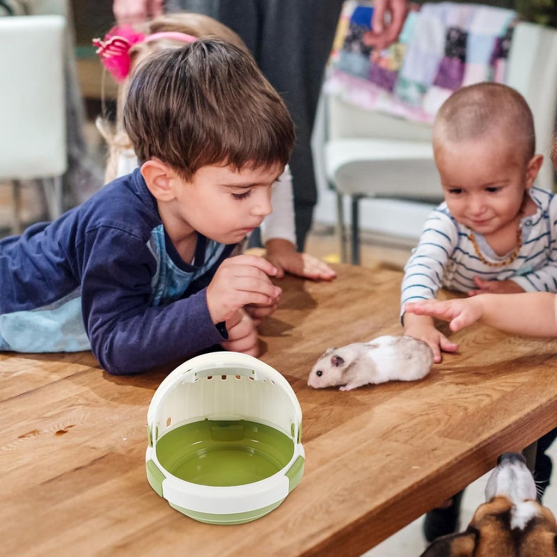Alasum Portable Hamster Cage and Small Pet Carrier, Lightweight Plastic Outdoor Pet Cage with Handle, Travel Container for Hamsters and Small Animals, Matcha Green - Image 3