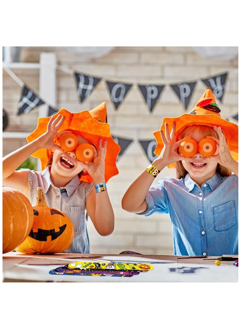 Halloween Slap Bracelets Bulk Party Favors for Kids - 24 Designs Snap Bracelets for Halloween Decorations, Halloween Goodie Treat Bag Stuffers Classroom Prizes Exchanging Gifts Supplies(100Pcs) - Image 3