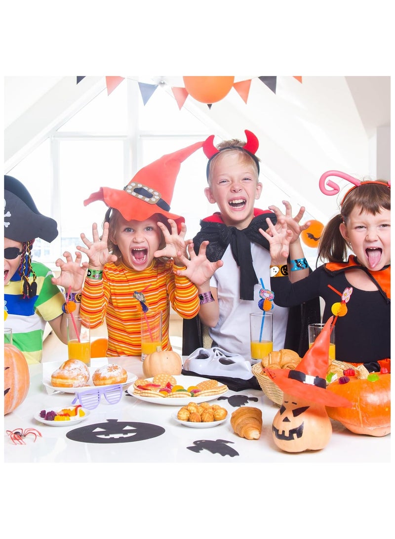 Halloween Slap Bracelets Bulk Party Favors for Kids - 24 Designs Snap Bracelets for Halloween Decorations, Halloween Goodie Treat Bag Stuffers Classroom Prizes Exchanging Gifts Supplies(100Pcs) - Image 4