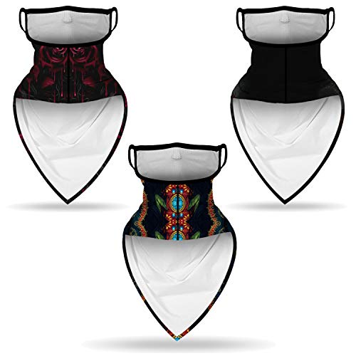 YAYOUREL Halloween Scary Skull Mask Halloween Masks for Adults 3 pcs Skeleton Bandana Neck Gaiter Face Mask Covering Ear Loop Hole Triangle Bandanas for Men Women Summer UV Face Scarf Mask Cover - Image 2