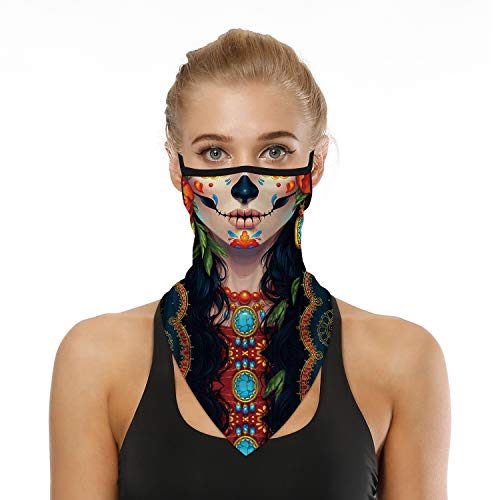 YAYOUREL Halloween Scary Skull Mask Halloween Masks for Adults 3 pcs Skeleton Bandana Neck Gaiter Face Mask Covering Ear Loop Hole Triangle Bandanas for Men Women Summer UV Face Scarf Mask Cover - Image 3