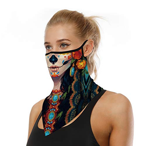 YAYOUREL Halloween Scary Skull Mask Halloween Masks for Adults 3 pcs Skeleton Bandana Neck Gaiter Face Mask Covering Ear Loop Hole Triangle Bandanas for Men Women Summer UV Face Scarf Mask Cover - Image 4