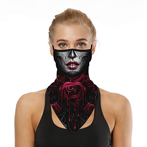 YAYOUREL Halloween Scary Skull Mask Halloween Masks for Adults 3 pcs Skeleton Bandana Neck Gaiter Face Mask Covering Ear Loop Hole Triangle Bandanas for Men Women Summer UV Face Scarf Mask Cover - Image 5
