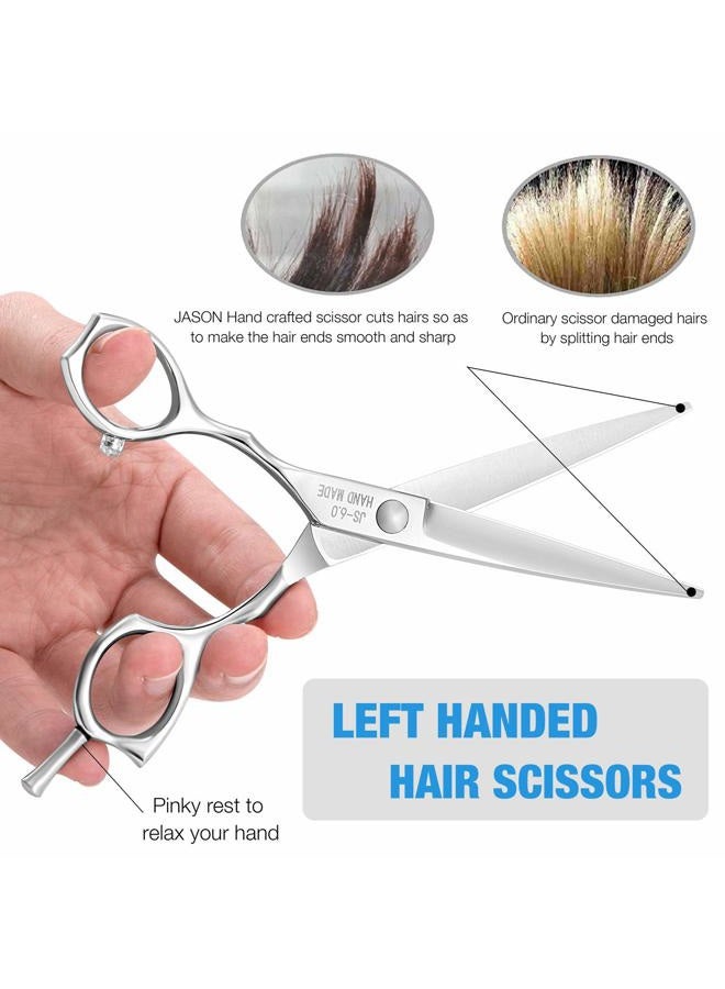 Jason 6 Inch Left Handed Barber Hair Cutting Scissors Professional Salon Shears Razor Edge Hairdressing Scissor Japanese Stainless Steel Reversible Haircut Shear for Men Women Christmas Gift - Image 5
