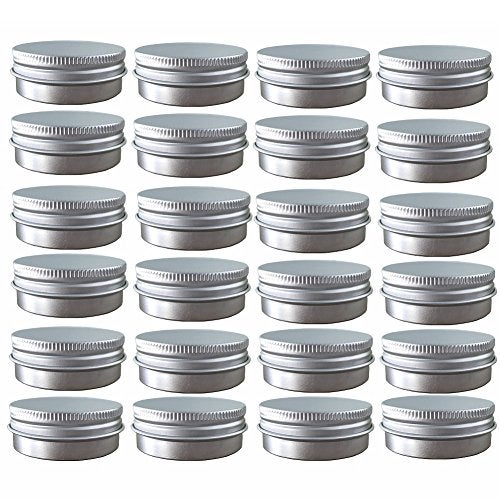 JOYWENG 24 Pack (1 Oz/30ml) Screw Top Round Aluminum Tin Cans, Metal Tin Storage Jar Containers with Screw Cap for Lip Balm, Cosmetic, Candles, Salve, Make Up, Eye Shadow, Powder, Tea - Image 1