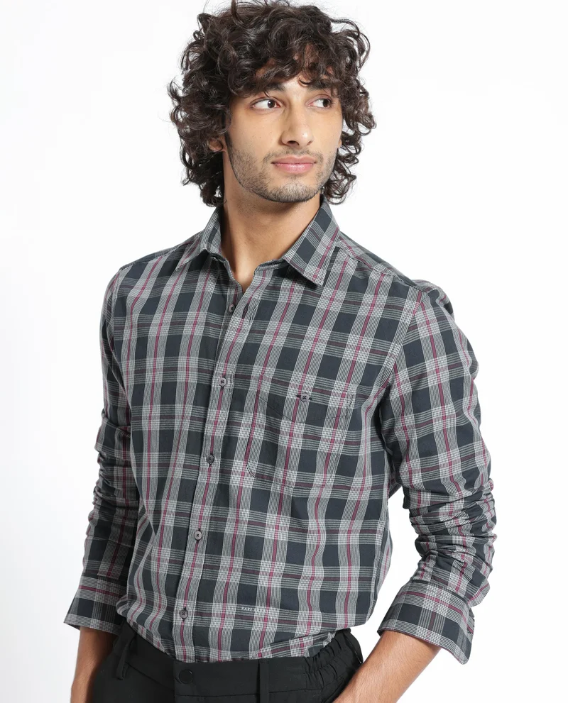 Rare Rabbit Rare Rabbit Men's Bale Black Cotton Fabric Full Sleeves Checks Shirt