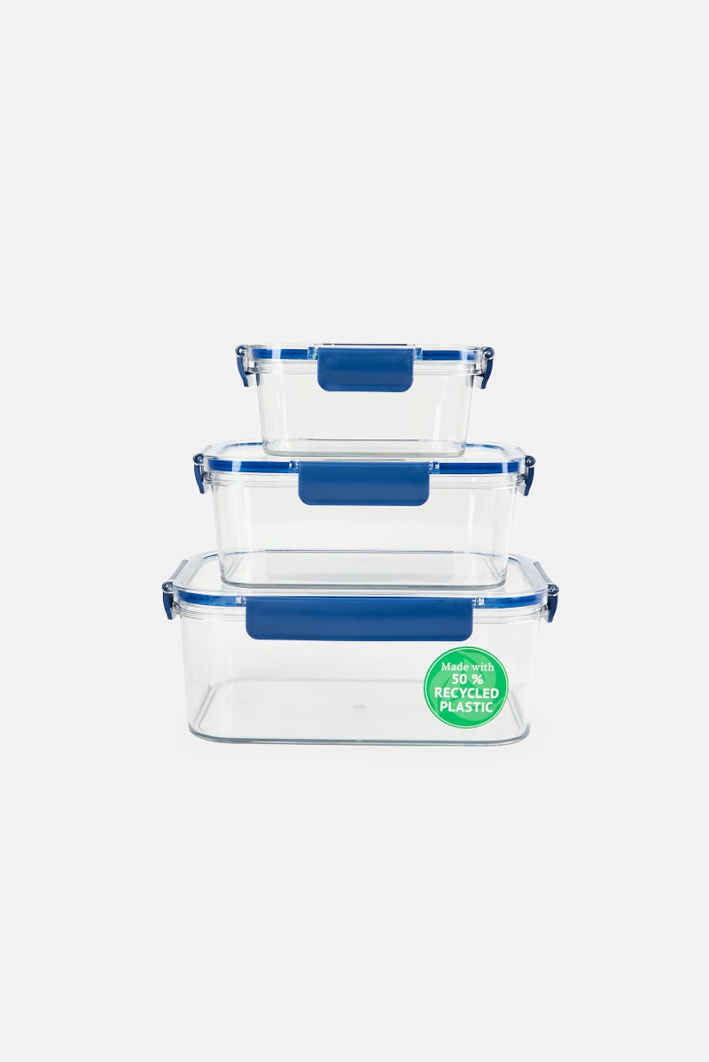Alta 3 Pieces Airtight Clear Container, Blue - Image 1