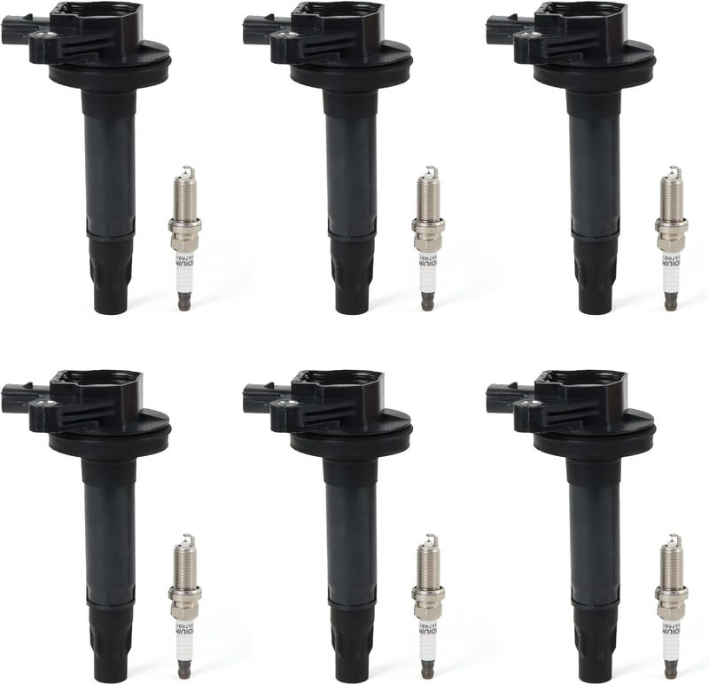 DEEGOOLY 6PCS UF553 Ignition Coils & 5019 Iridium Spark Plugs for Ford Flex, Taurus, Edge, Lincoln MKS, MKT, MKZ, MKX, Mercury Sable - Image 1