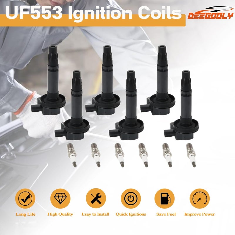 DEEGOOLY 6PCS UF553 Ignition Coils & 5019 Iridium Spark Plugs for Ford Flex, Taurus, Edge, Lincoln MKS, MKT, MKZ, MKX, Mercury Sable - Image 2