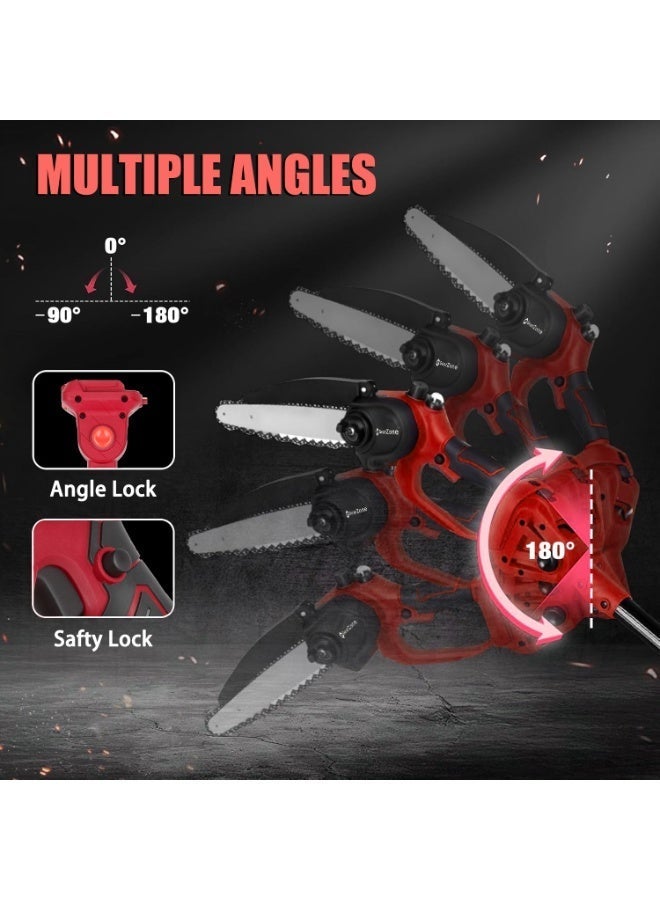 جيرزون مجموعة GearZone 3 في 1: منشار كهربائي طويل ومقص تقليم، منشار بطول 6 بوصات لتقليم الأشجار، مقص لاسلكي، ومنشار كهربائي يعمل بالبطارية مع عمود تمديد وبطاريتين لتقليم الحدائق - أحمر - Image 4