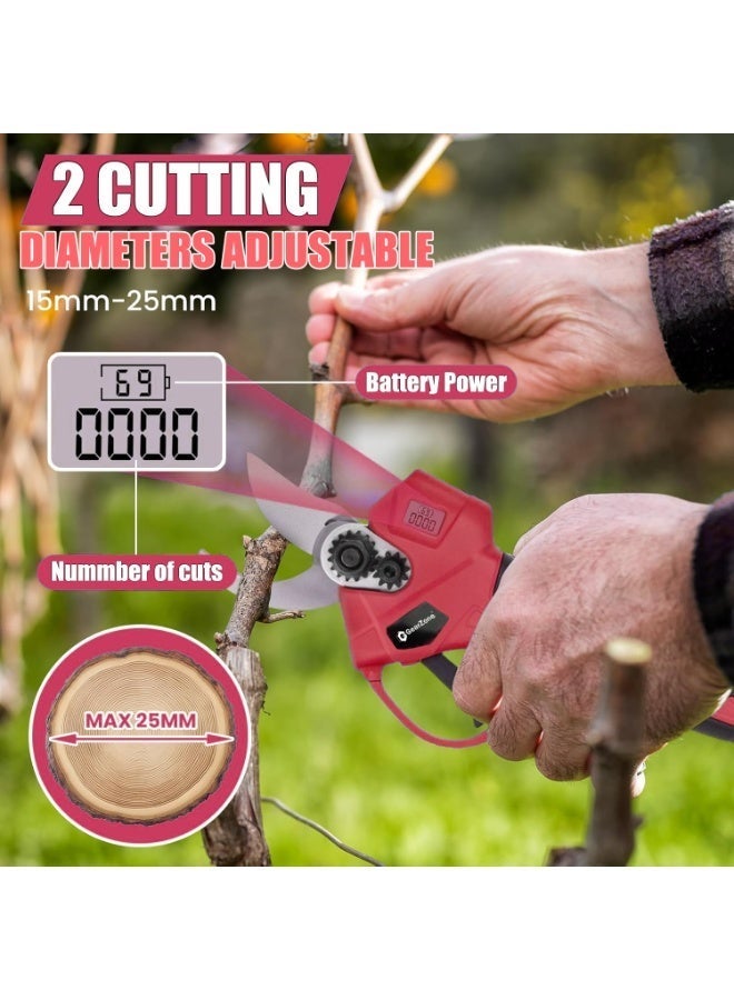 جيرزون مجموعة GearZone 3 في 1: منشار كهربائي طويل ومقص تقليم، منشار بطول 6 بوصات لتقليم الأشجار، مقص لاسلكي، ومنشار كهربائي يعمل بالبطارية مع عمود تمديد وبطاريتين لتقليم الحدائق - أحمر - Image 5