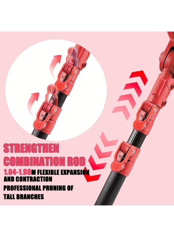 جيرزون مجموعة GearZone 3 في 1: منشار كهربائي طويل ومقص تقليم، منشار بطول 6 بوصات لتقليم الأشجار، مقص لاسلكي، ومنشار كهربائي يعمل بالبطارية مع عمود تمديد وبطاريتين لتقليم الحدائق - أحمر - Image 3