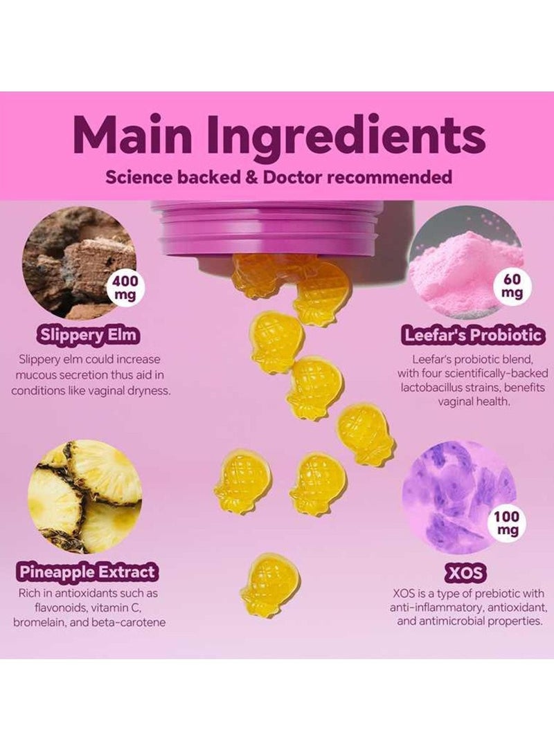Day Wins Women's Probiotic + Slippery Elm Feminine Probiotics Gummies- All in One Solution with Slippery Elm and Prebiotics&Lactobacillus Probiotic Blend for Women’s pH Balance and Dryness - Hawaiian Pineapple Gummies 60 Count probiotics  women - Image 3