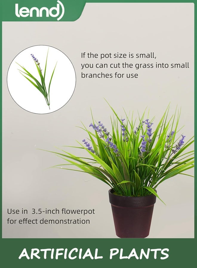 LENND 12 Bundles Artificial Plants Outdoor Fake Monkey Grass with Flowers for Pot UV Resistant Plant Decor for Window Garden Patio Hanging Planter Pathway Front Porch (Grass with Flowers)  - Image 4
