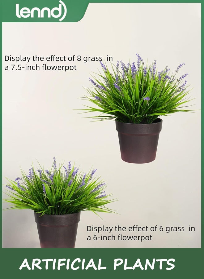 LENND 12 Bundles Artificial Plants Outdoor Fake Monkey Grass with Flowers for Pot UV Resistant Plant Decor for Window Garden Patio Hanging Planter Pathway Front Porch (Grass with Flowers)  - Image 3