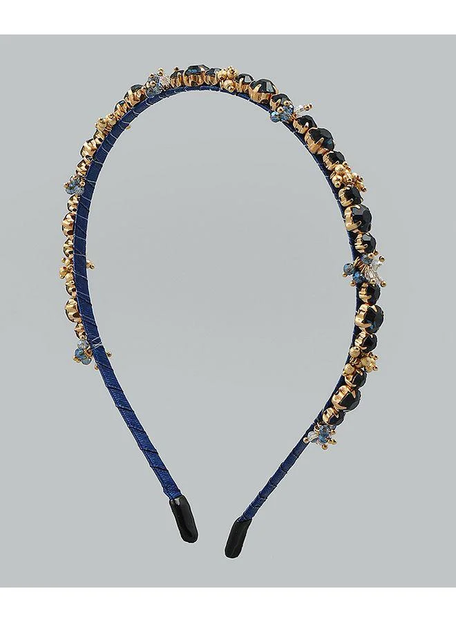 Mark & Mia Mark & Mia Hair Band, Stretch Design, Elegant, Comfortable, 6 to 12 Years - Black and Golden