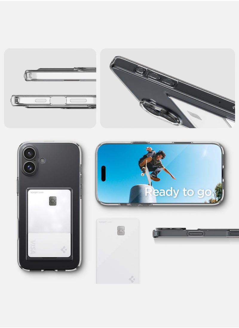 Spigen - Crystal Slot iPhone 16 Case Cover (2024) with 1 Card Slot - Crystal Clear - Image 1