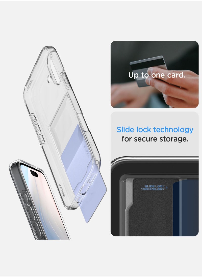 Spigen - Crystal Slot iPhone 16 Case Cover (2024) with 1 Card Slot - Crystal Clear - Image 1