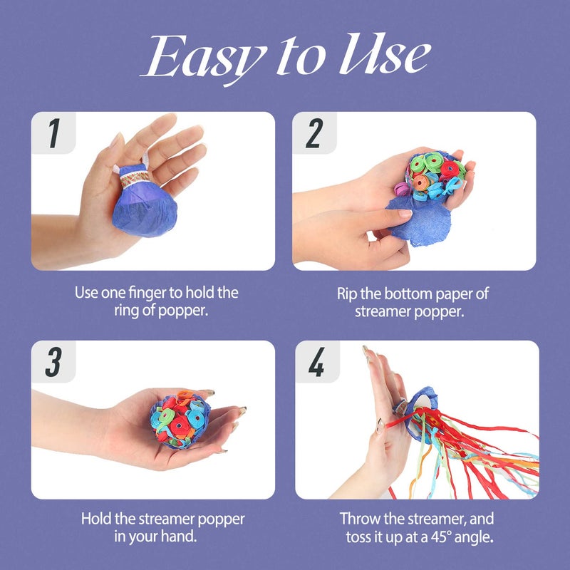 BATTIFE Streamers Poppers - Hand Throw Confetti Poppers, No Mess Paper Crackers for Birthday Wedding Party Celebrations, Colorful, 16.4Ft/5M (10Pack) - Image 5