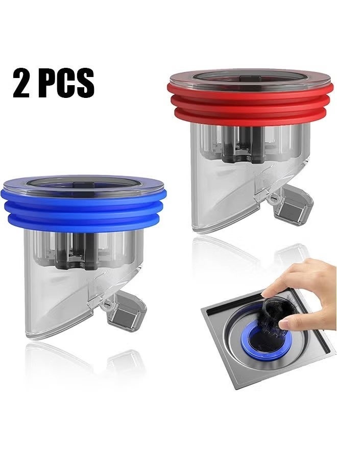 قطعتان من مصارف الأرضيات المقاومة للروائح، مانع ارتداد مياه الصرف، سدادة دش، صمام تصريف مغناطيسي أحادي الاتجاه، يمنع انتشار الروائح في الحمامات والمطابخ (قطر 1.5-2.0 بوصة) - Image 1