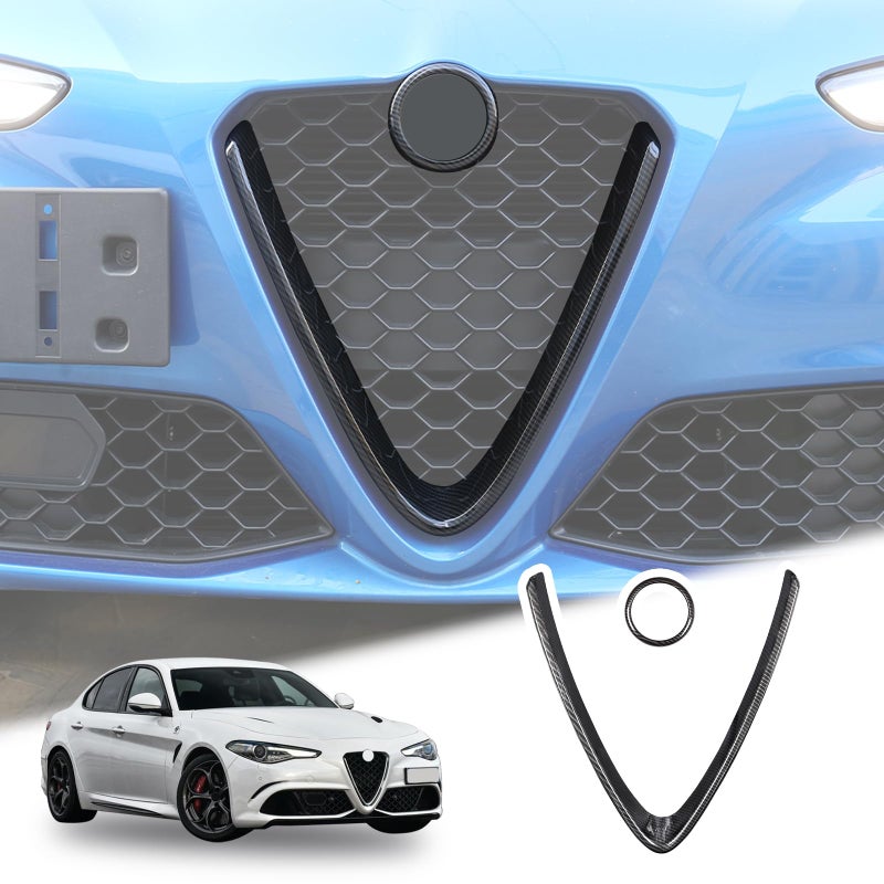 LLKUANG Carbon Fiber Style Front Grille Decoration Frame For Alfa Romeo Giulia 20172020 NOT FIT Quadrifoglio