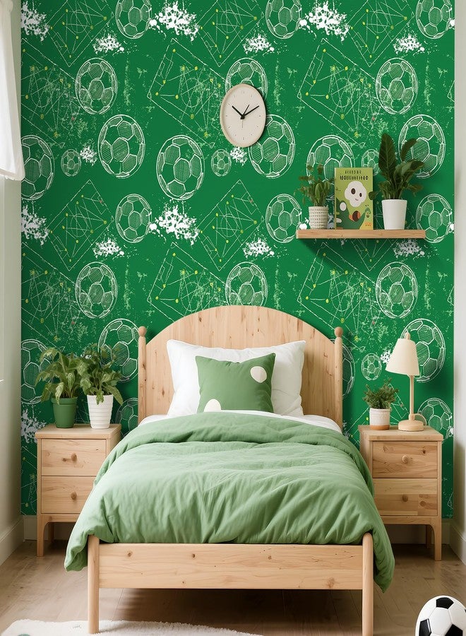 ReWallpaper 17.5in×23ft Green Peel and Stick Wallpaper Adhesive Soccer Field Football Wallpaper Mural Sports Wall Paper for Men Waterproof Green White Sports Wall Decor for Boys Kids Room Bathroom - Image 4