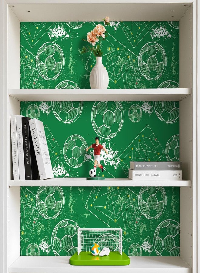 ReWallpaper 17.5in×23ft Green Peel and Stick Wallpaper Adhesive Soccer Field Football Wallpaper Mural Sports Wall Paper for Men Waterproof Green White Sports Wall Decor for Boys Kids Room Bathroom - Image 5