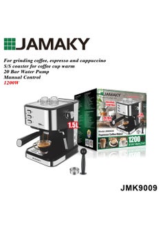 Espresso Coffee Maker with Italian technology , Household 1200W Manual Control Coffee Machine 1.5L Water tank 20 bar water pump - JMK9009