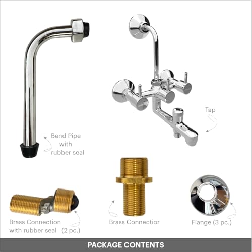 Johnson Bathrooms Johnson Coral Wall Mixer 3 in 1 with Bend Pipe | Bathroom Tap, Mixer Tap, Wall Mixer, Kitchen Faucet| Provision for Hot & Cold Water| 10 Years Warranty - Image 3