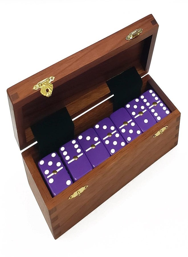 Marion Domino Double Six Purple Jumbo Tournament Professional Size with Spinners in Dovetail Sheesham Wood Box. - Image 1