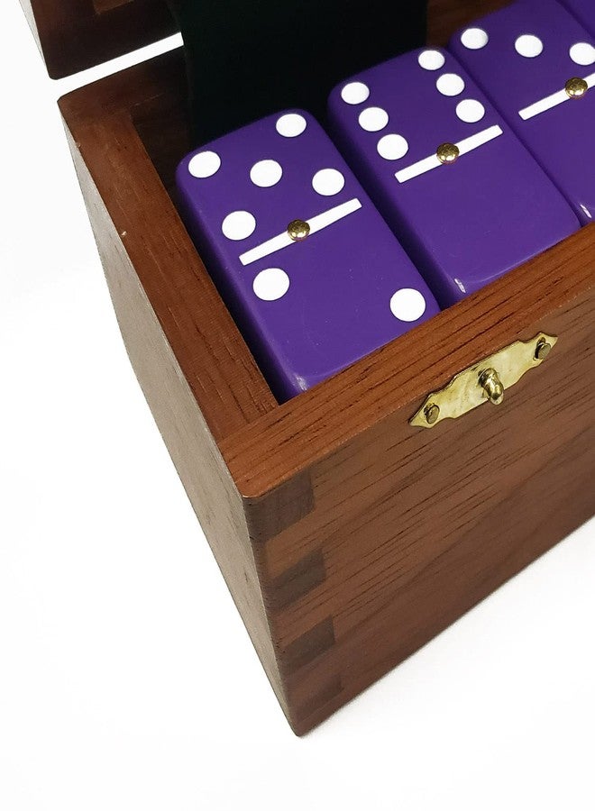 Marion Domino Double Six Purple Jumbo Tournament Professional Size with Spinners in Dovetail Sheesham Wood Box. - Image 2