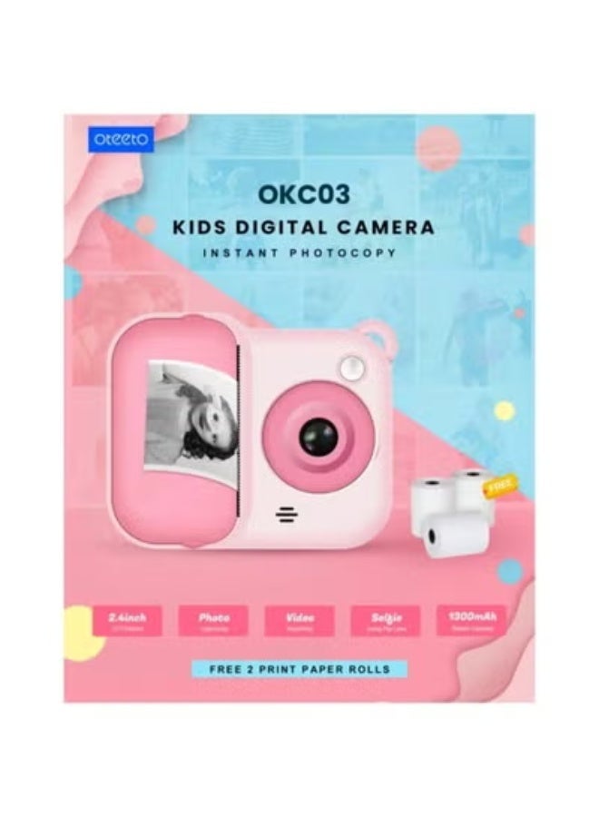Oteeto OKC03 Kids Digital Camera – HD 1080P Video & Photo Camera for Children with 2.0-Inch Display, Fun Filters & Frames, Built-In Games, Rechargeable Battery, Shockproof Lightweight Body, Easy to Use, Educational Toy & Perfect Gift for Girls – Pink - Image 3