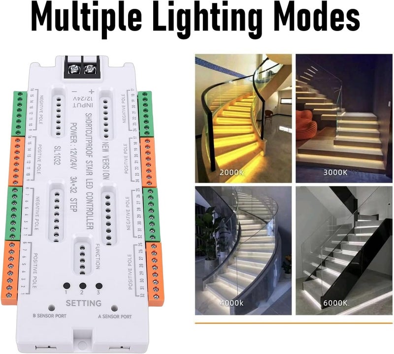 Generic Motion Sensor Automatic Staircase LED Controller with 32 Channel Customization for Step Lighting System - Image 2