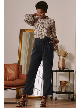 Tchibo Women Straight Leg Plain Casual Pants, Black  - Image 1