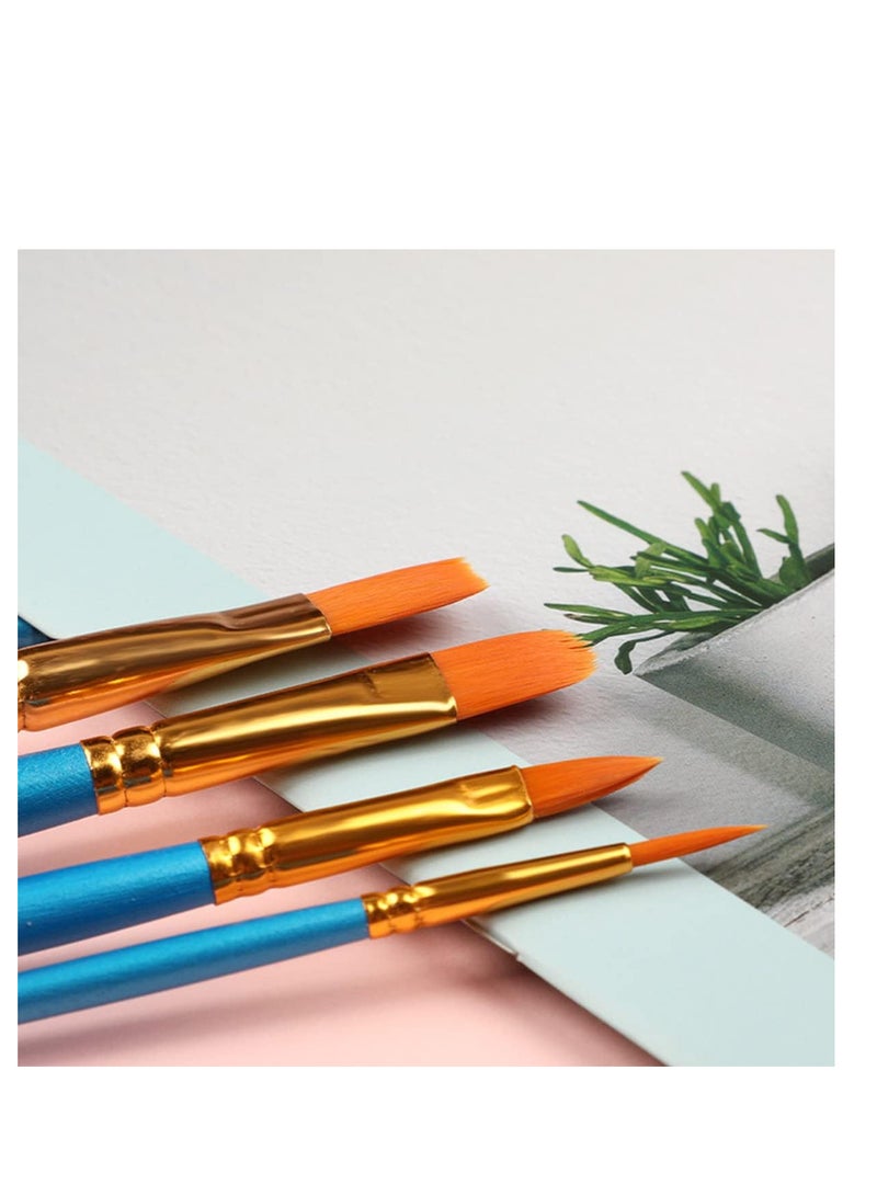 ECVV 10 pcs Artist Paint Brush Set, Soft Nylon Hair Paint Brush, Best For Acrylic Gouache Body Nail Face Rock Art Miniature Detailing & Essential Paint Brushes (BLUE) - Image 3