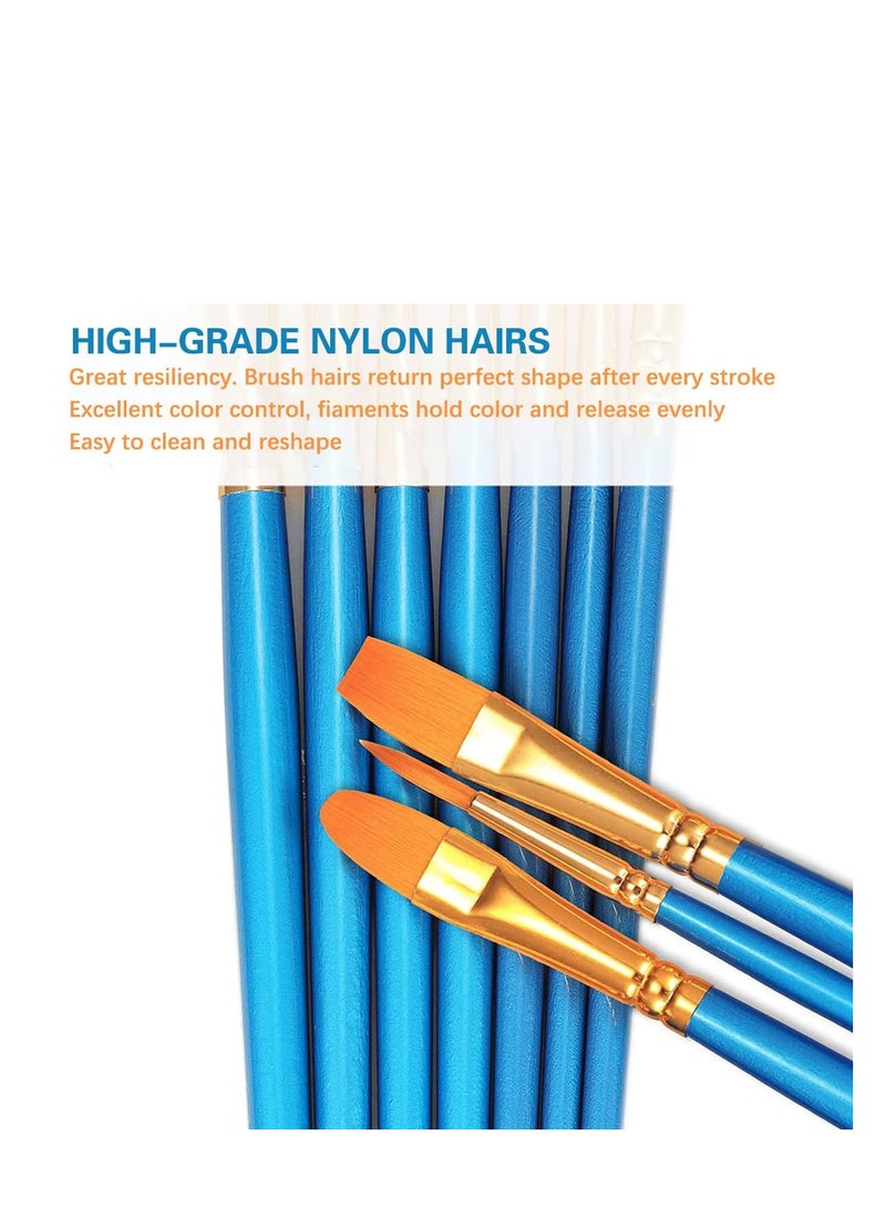 ECVV 10 pcs Artist Paint Brush Set, Soft Nylon Hair Paint Brush, Best For Acrylic Gouache Body Nail Face Rock Art Miniature Detailing & Essential Paint Brushes (BLUE) - Image 5