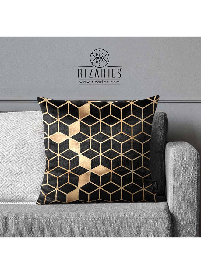 RIZARIES SuperSoft Black Gradient Cubes Throw Cushion - Image 2