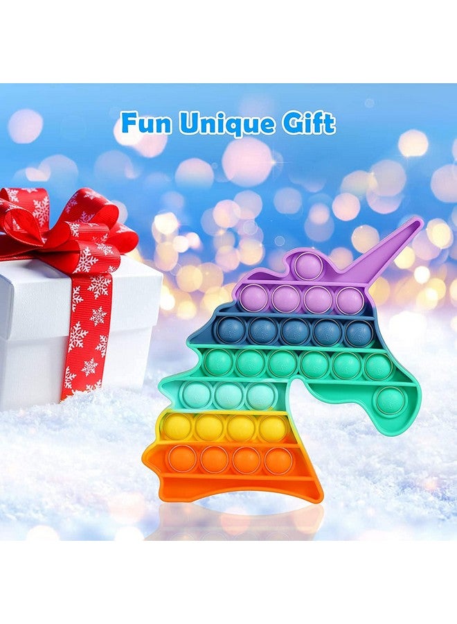 FunBlast FunBlast Round & Unicorn Pop It Fidget Toy, Autism Special Needs Silicone Stress Reliever, Squeeze Sensory Toy - Pack of 2  - Image 5