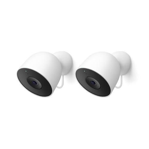 Google Nest Cam Outdoor (Wired, 2nd Gen) - 2 Pack - Security Camera with 2K Video and Gemini, Night Vision, 2-Way Audio - Works with Google Home - 2025 Model - Snow - Image 1
