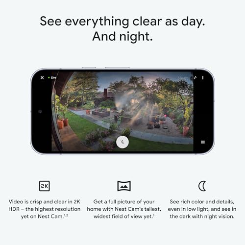 Google Nest Cam Outdoor (Wired, 2nd Gen) - 2 Pack - Security Camera with 2K Video and Gemini, Night Vision, 2-Way Audio - Works with Google Home - 2025 Model - Snow - Image 5