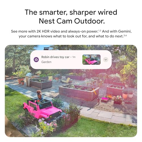 Google Nest Cam Outdoor (Wired, 2nd Gen) - 2 Pack - Security Camera with 2K Video and Gemini, Night Vision, 2-Way Audio - Works with Google Home - 2025 Model - Snow - Image 2