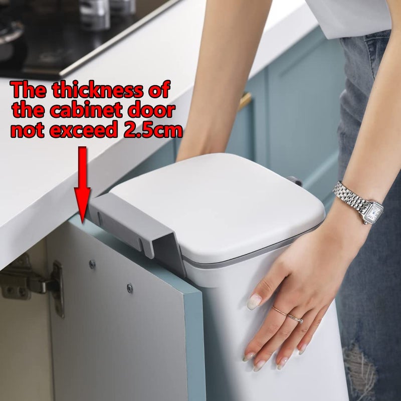 NEEMAY 9L Kitchen Hanging Trash Can with Built-In Bin, Lid, and Handle - Gray - Image 3