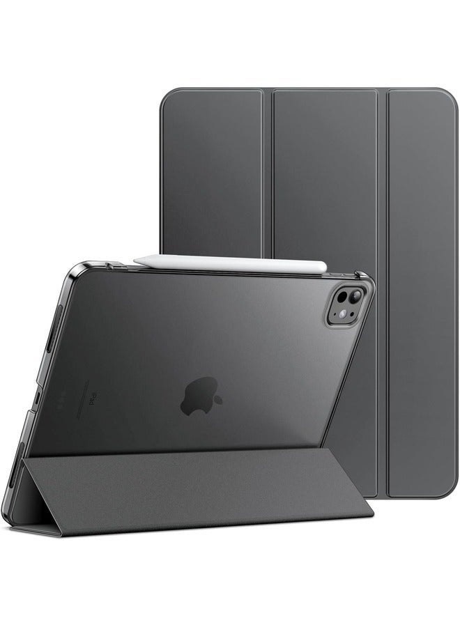 راكسوم غطاء ذكي رفيع باللون الرمادي الفضائي لجهاز iPad Pro مقاس 13 بوصة M4 (2024) - غلاف خلفي صلب مع حامل قابل للتعديل ووظيفة الإيقاظ/السكون التلقائي  - Image 1